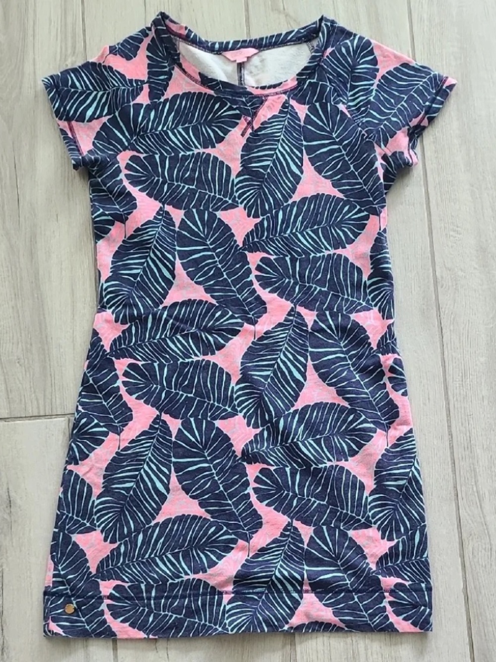 Lilly Pulitzer Size Medium M Tropical Pink and Blue Leaf Print Dress lot6522